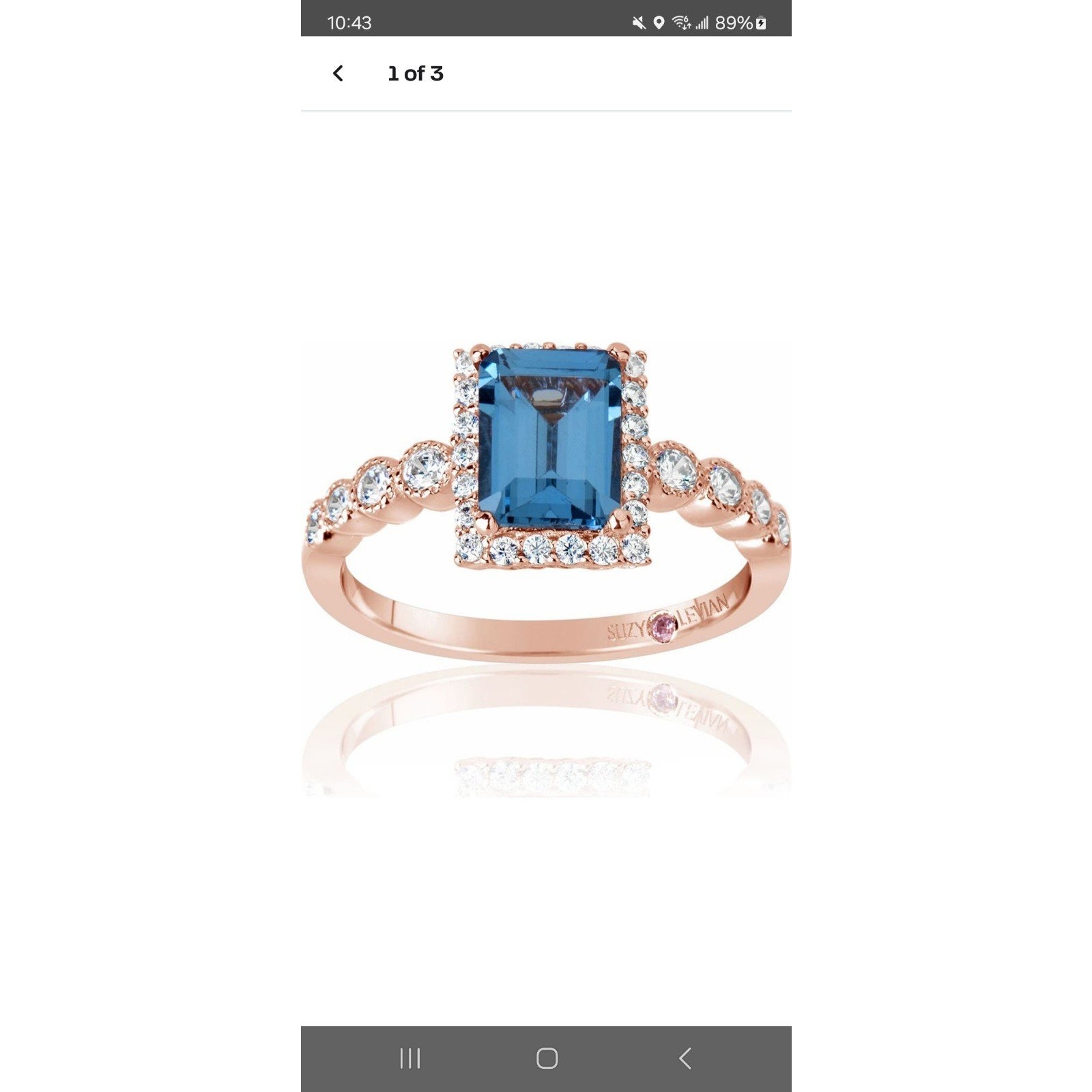 Suzy Levian Emerald Cut Cubic Zirconia Halo Ring Size 6.5